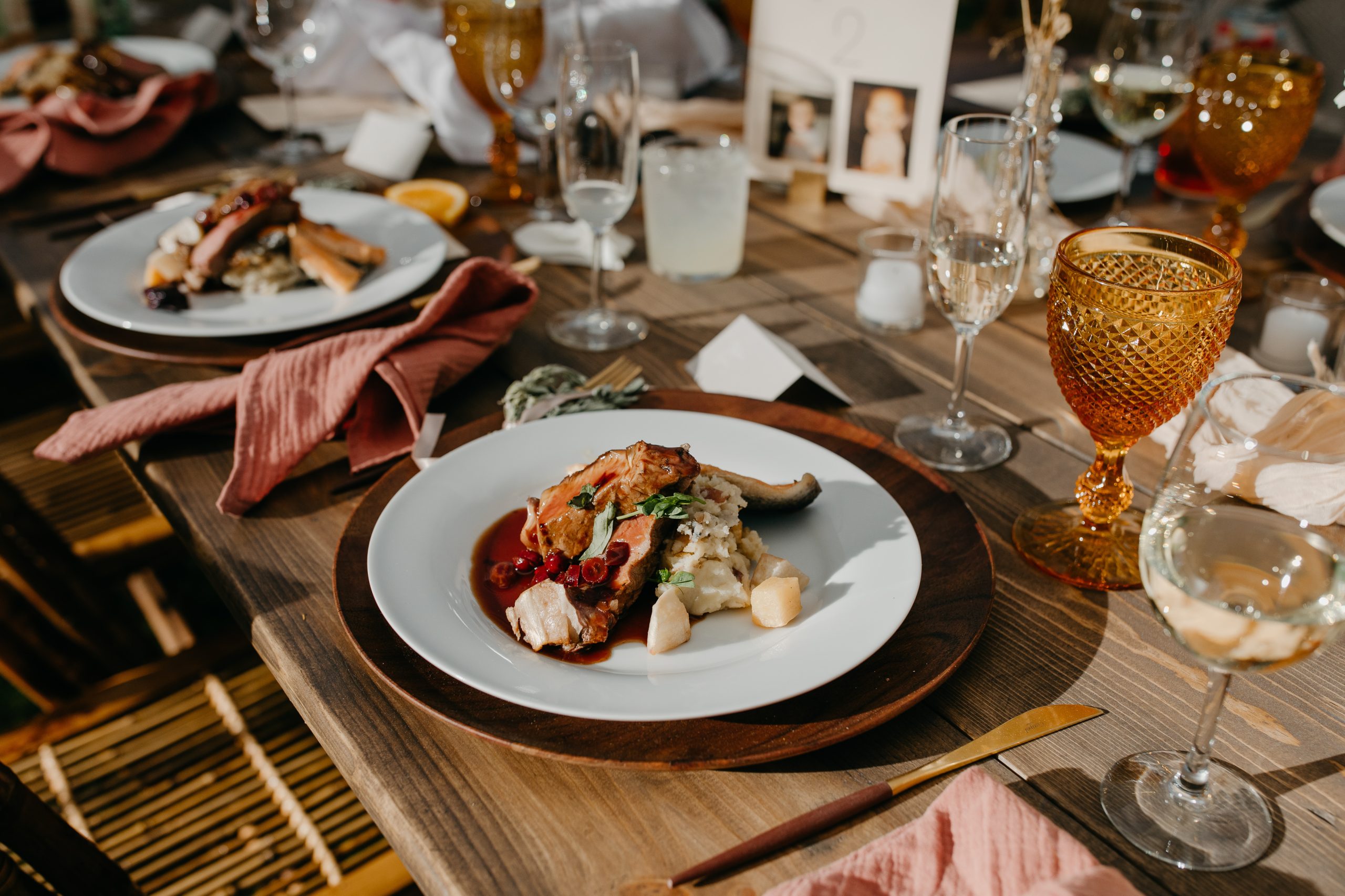 Tablescape and food served
