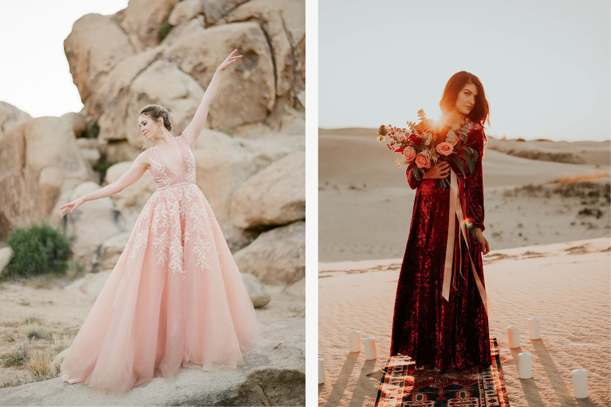 Pink and red gowns