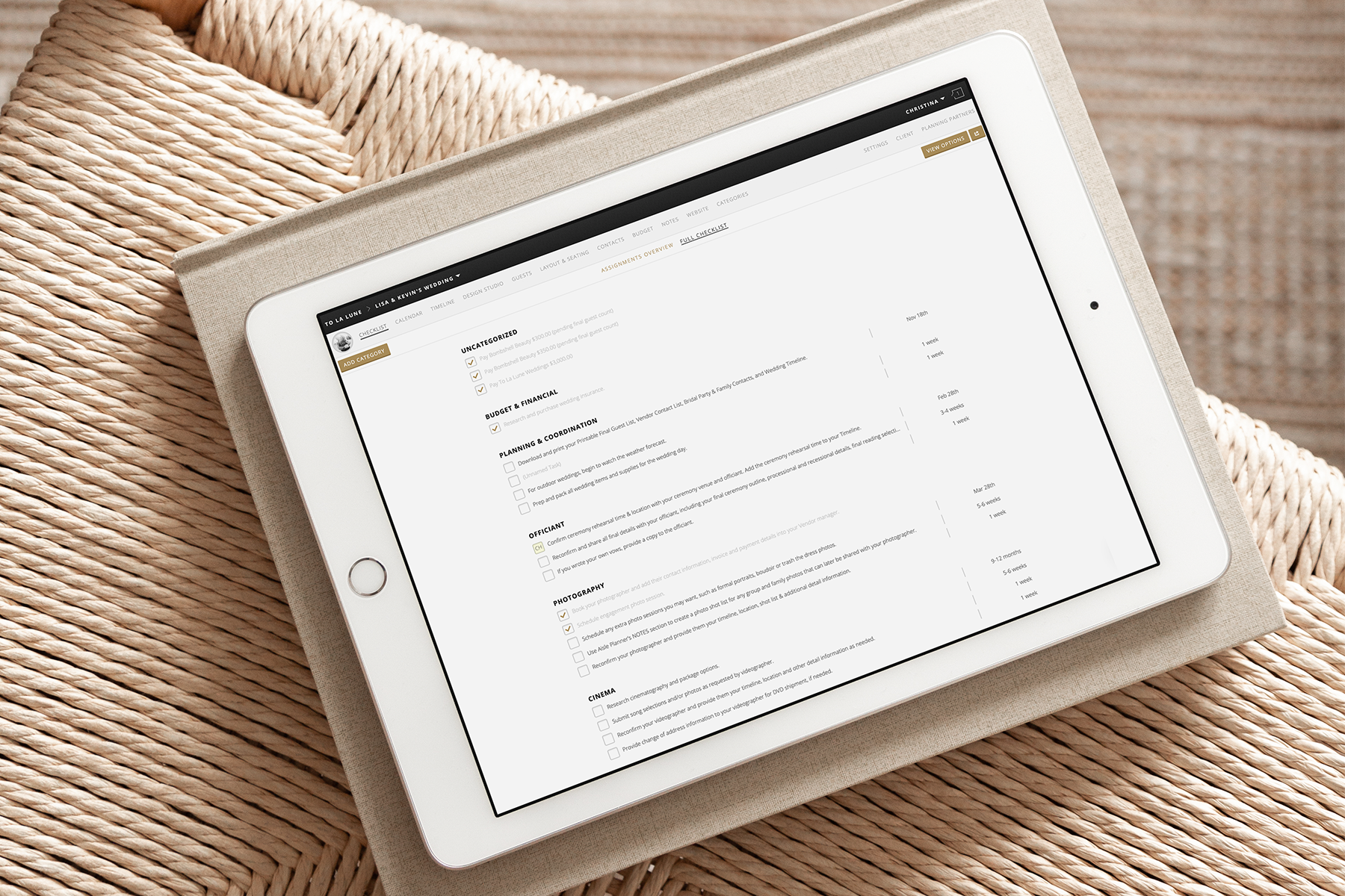 Aisle Planner Checklist