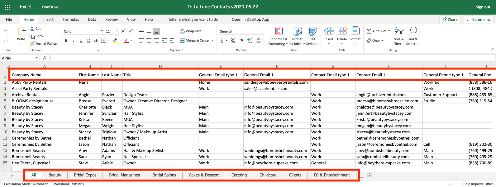 Excel Spreadsheet