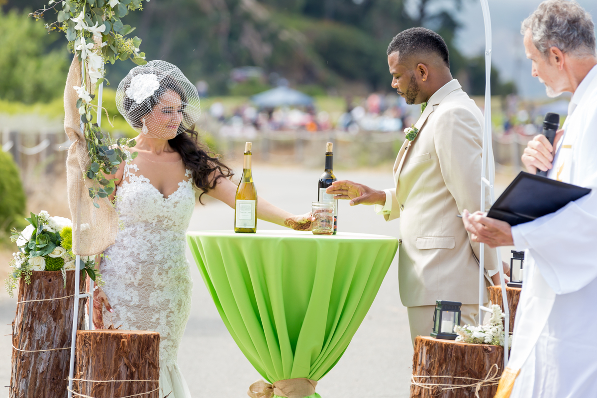 Couple reading vows