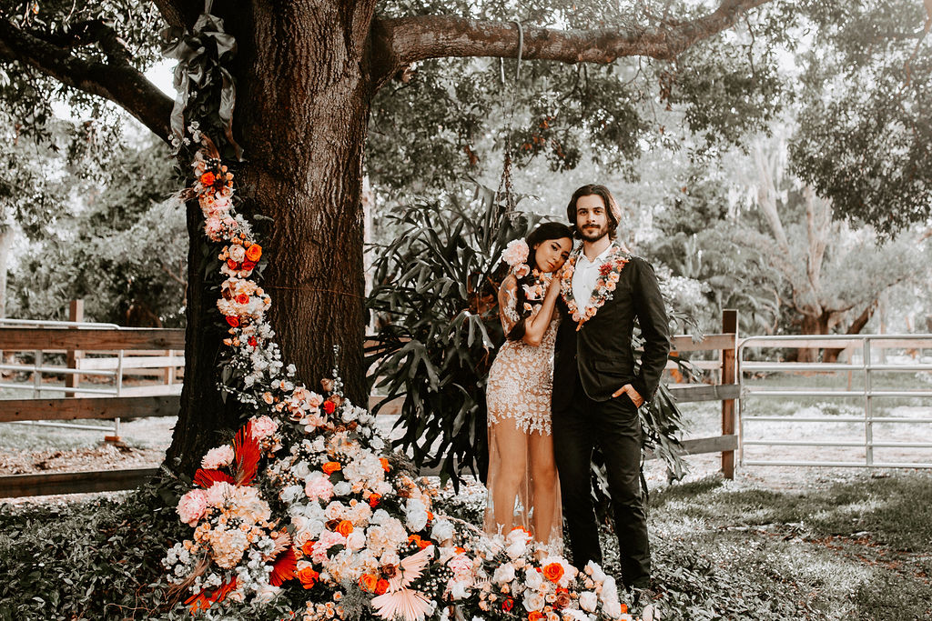 couple with florals
