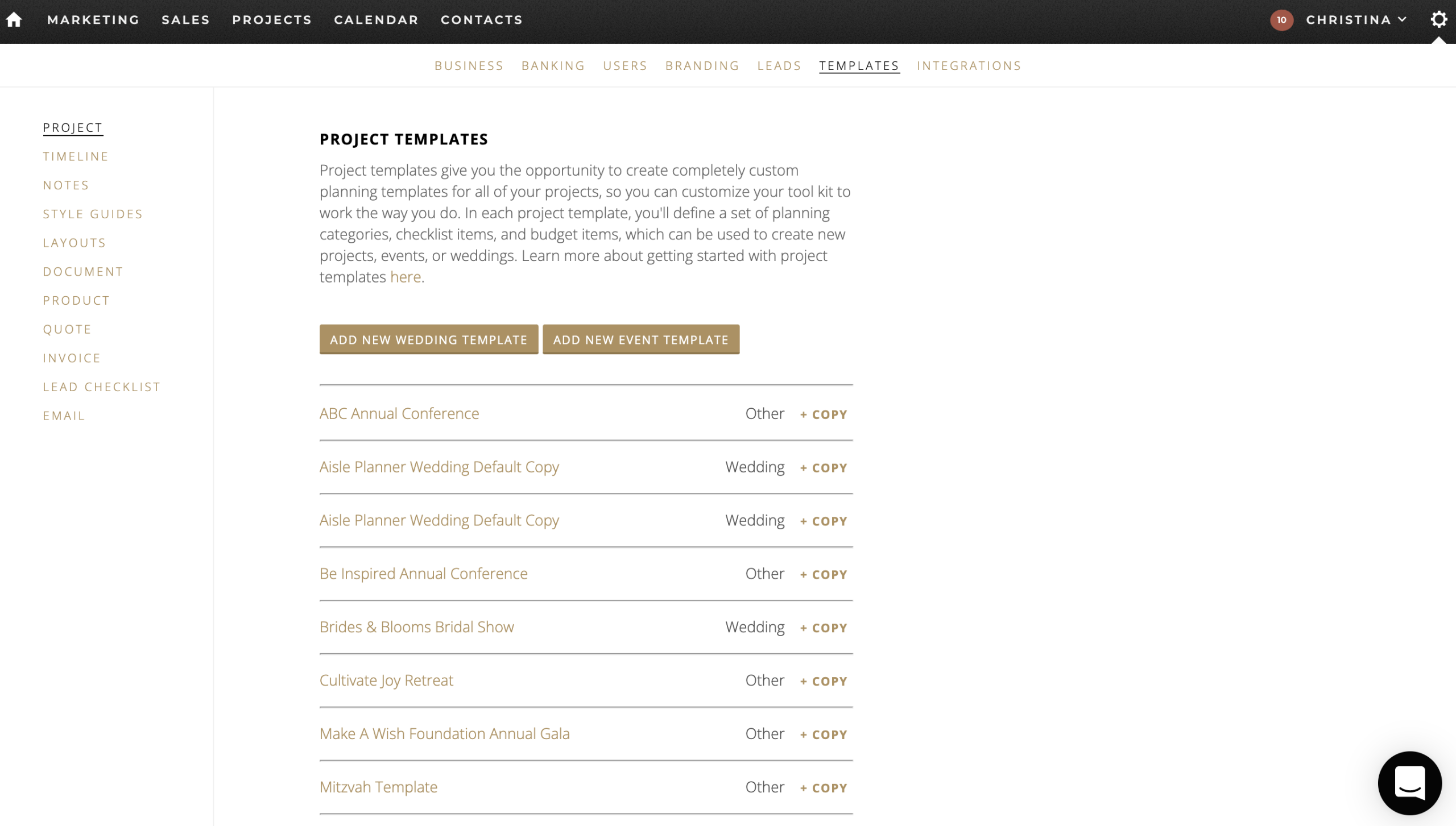 project template 