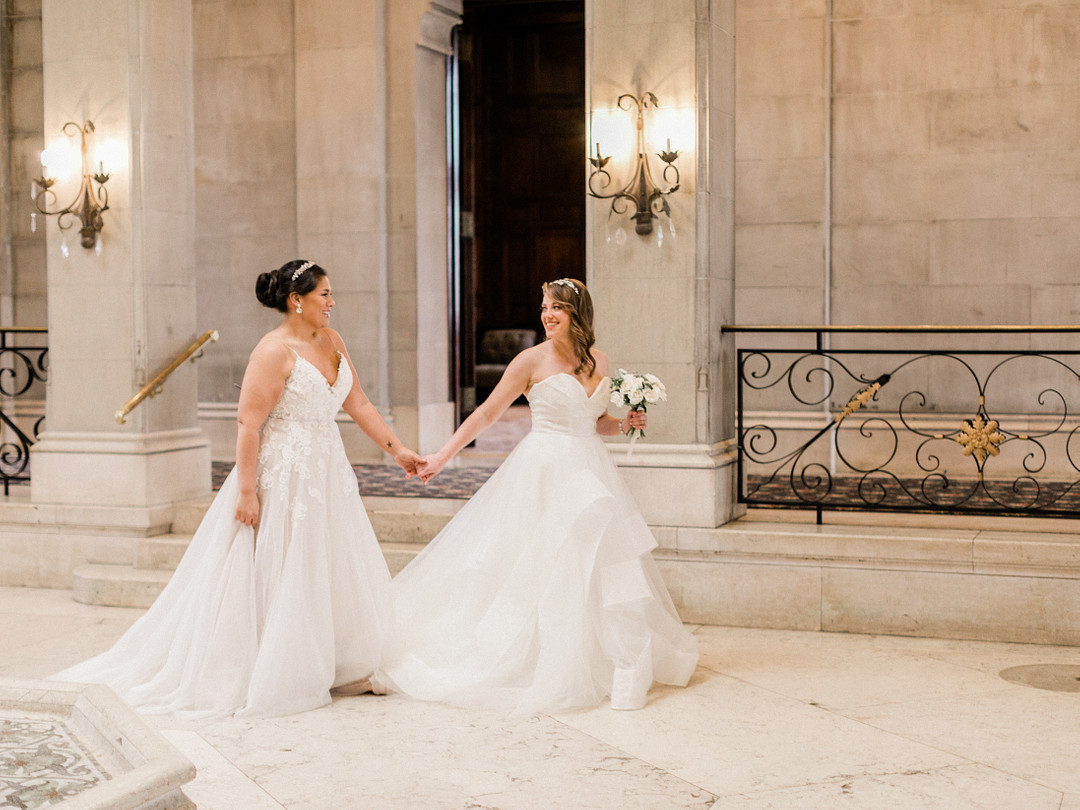 Brides walking