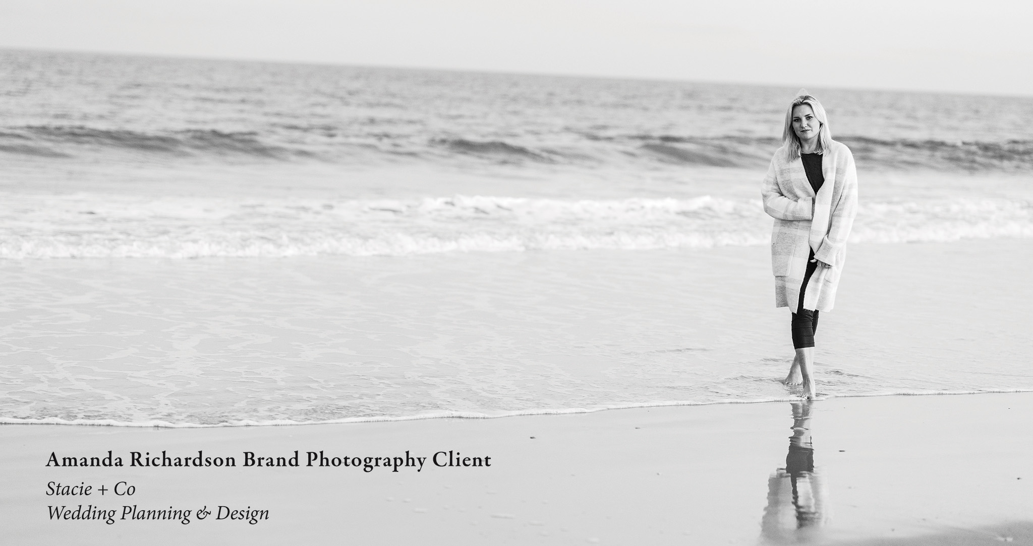 Planner on the beach, black and white photo